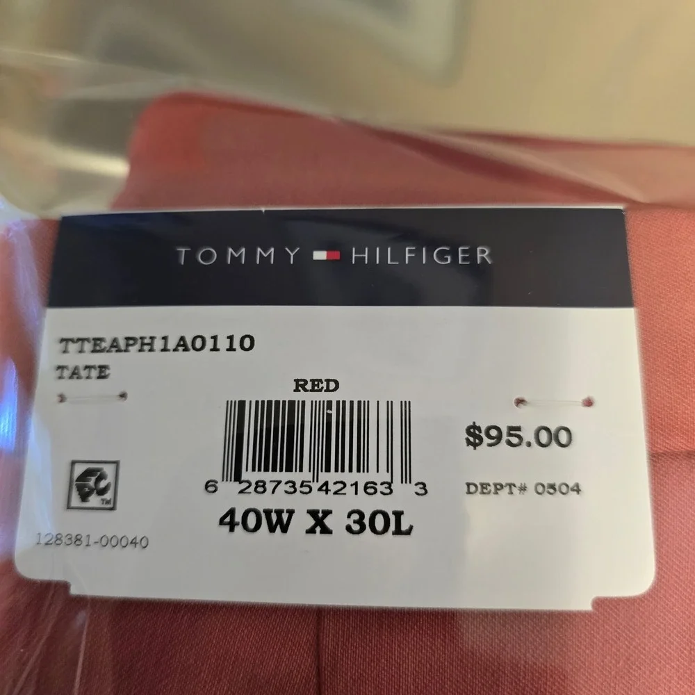 Tommy Hilfiger Performance‎ Pants Mens 40x30 Red Modern-Fit Flex Stretch NEW